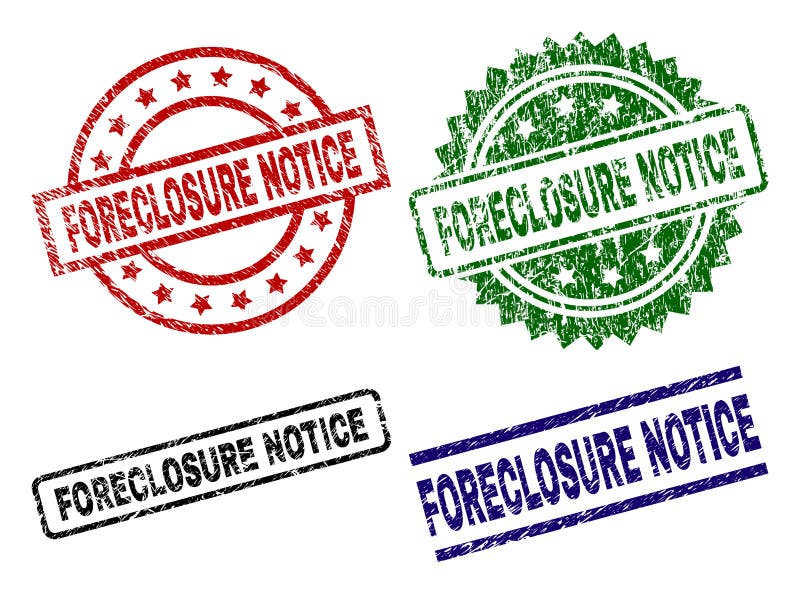Scratched Textured FORECLOSURE NOTICE Seal Stamps stock illustration