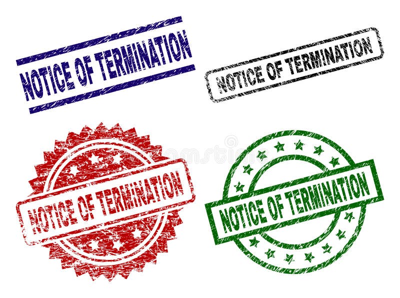 Scratched Textured NOTICE OF TERMINATION Seal Stamps stock illustration