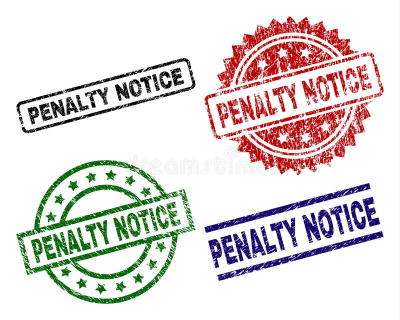 Scratched Textured PENALTY NOTICE Stamp Seals vector illustration