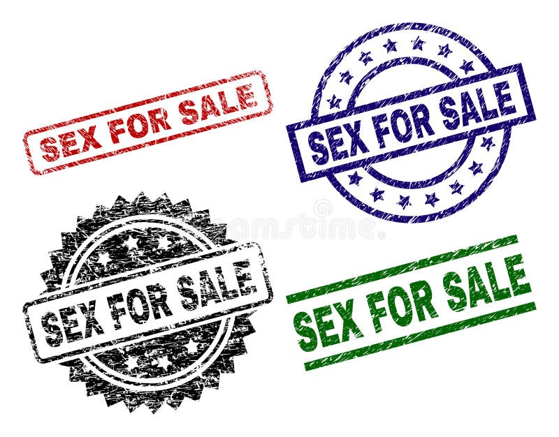 Scratched Textured Sex For Sale Seal Stamps Stock Vector Illustration