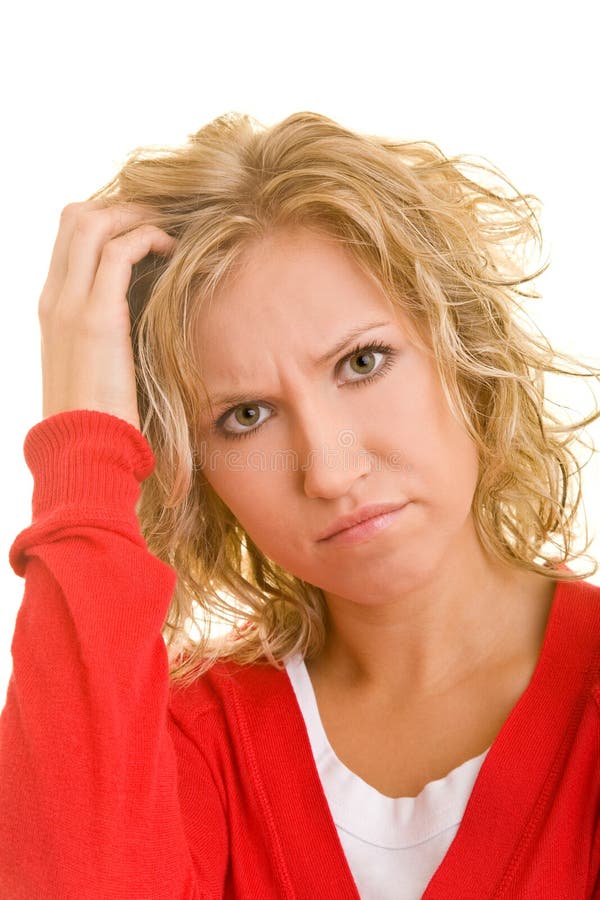 Scratching the head stock photo. Image of hair, itching 7632322