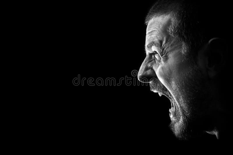 Scream of rage - angry furious evil mad man stock image Scream of rage - angry furious evil mad man stock image
