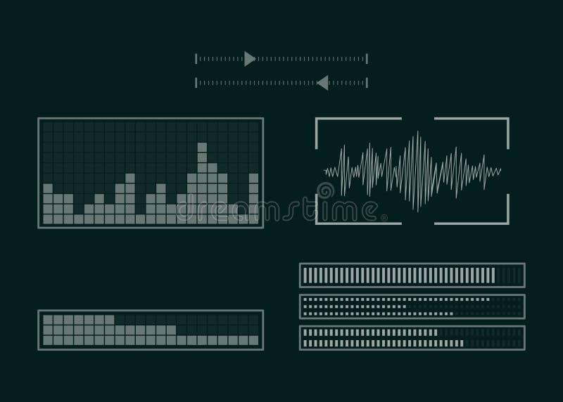The screen with the audio program. stock illustration