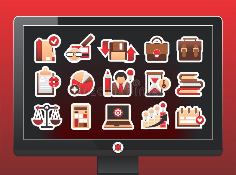 Screen with a beautiful business icons royalty free illustration