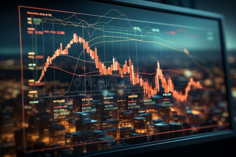 Screen featuring a graph bearing the label financial, visualizing intricate economic trends vector illustration