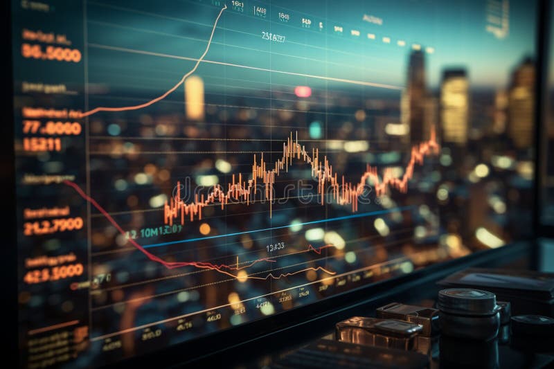 Screen featuring a graph bearing the label financial, visualizing intricate economic trends royalty free illustration