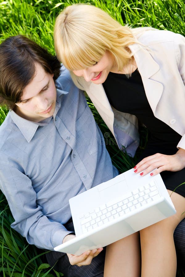 In the screen of laptop outdoors