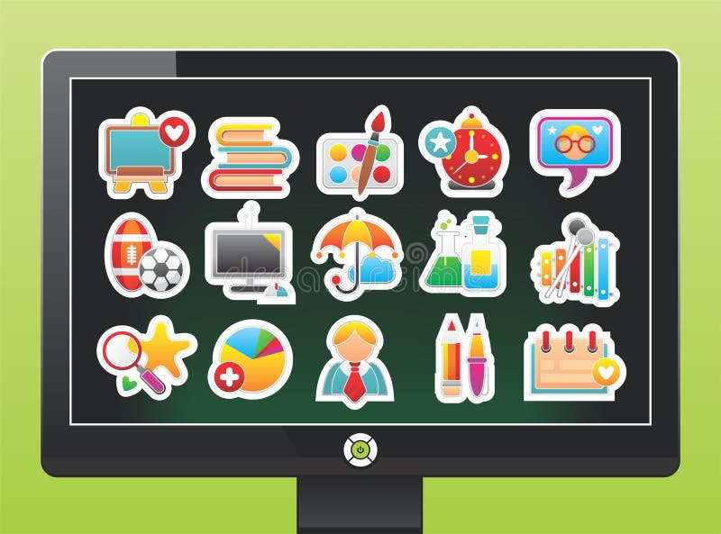 Screen with school icons