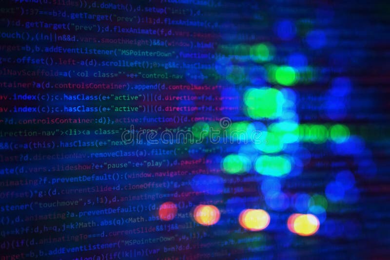 Screen with software developer code. stock illustration