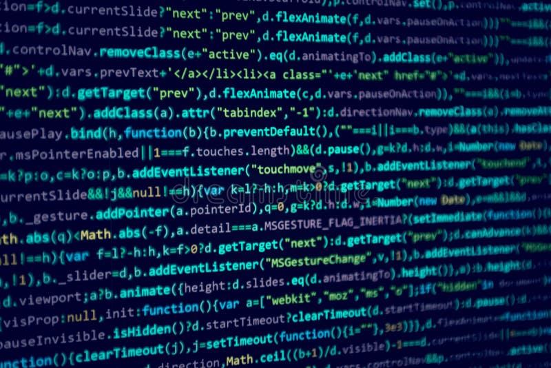 Screen with software developer code. stock photos