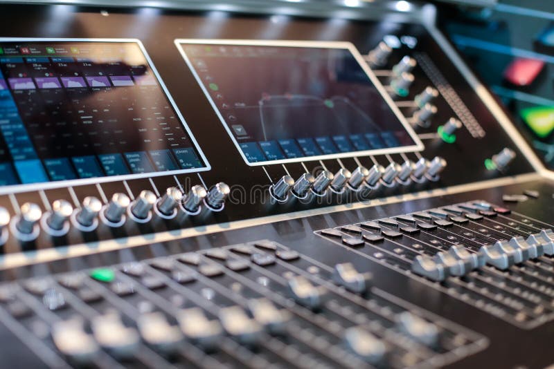Screens of the stage controller with switchers royalty free stock image