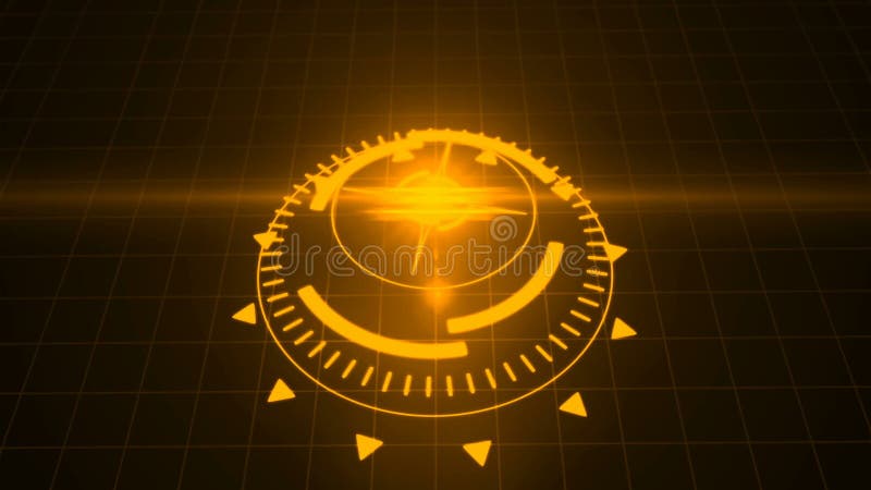 Screensaver futurista com holograma do código HUD Heads Up Display Scanner alto - digital do alvo da tecnologia lido para fora ilustração do vetor Screensaver futurista com holograma do código HUD Heads Up Display Scanner alto - digital do alvo da tecnologia lido para fora ilustração do vetor