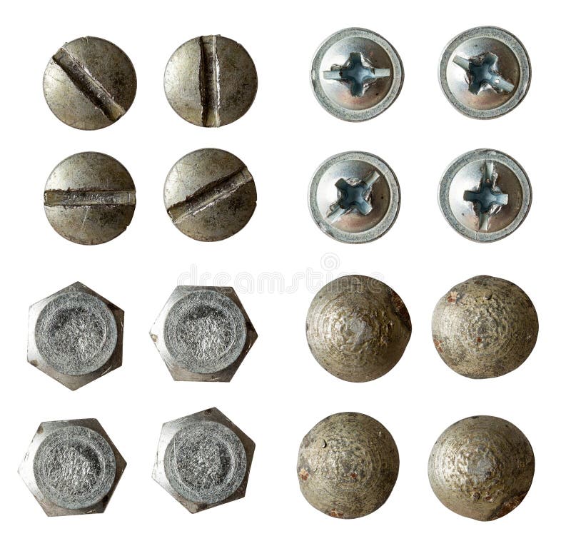 Rusted Metal Rivets Screws