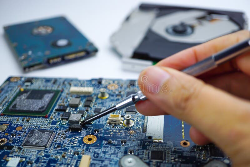 On the computer motherboard. royalty free stock photo