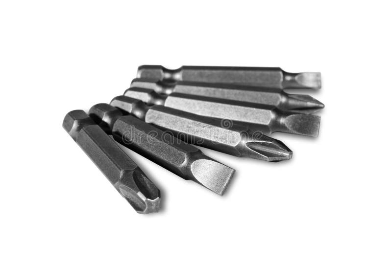 Screwdriver bits flat & philips head long stock image
