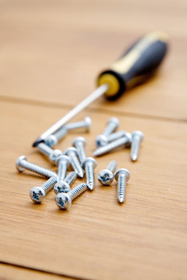 Screwdriver and Nails. Conceptual Image Stock Image Image of