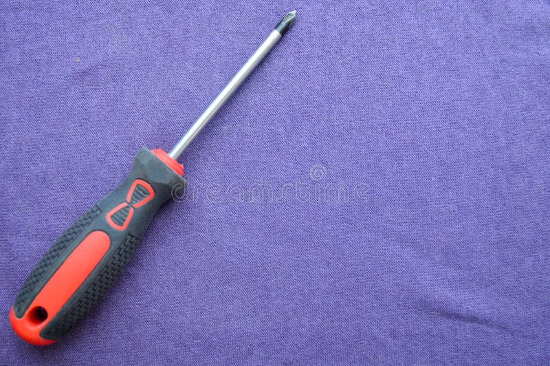 Screwdriver with Rubberized Redblack Handle and Black Tip Stock Photo Image of black, manual