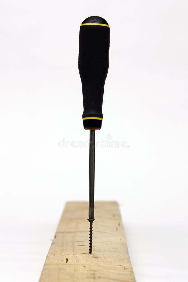 Screwdriver Screwing A Into Wood Stock Photo Image of drive, wood