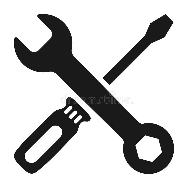 Screwdriver and wrench icon in flat style isolated on white background. Fix symbol for your web site design, logo, app, UI etc vector illustration Screwdriver and wrench icon in flat style isolated on white background. Fix symbol for your web site design, logo, app, UI etc vector illustration