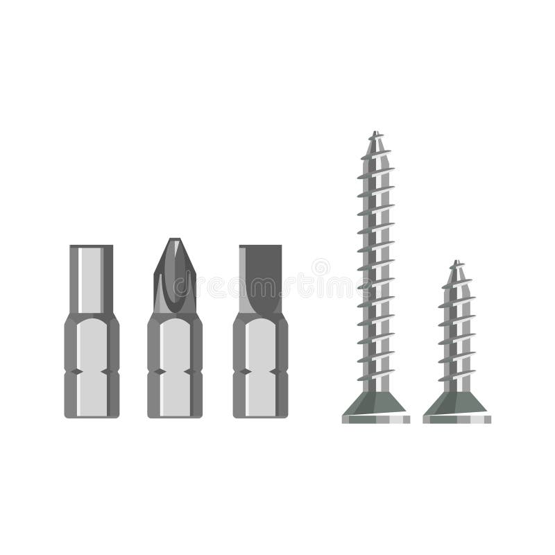 Screwdrivers bit and self-tapping screw. stock illustration
