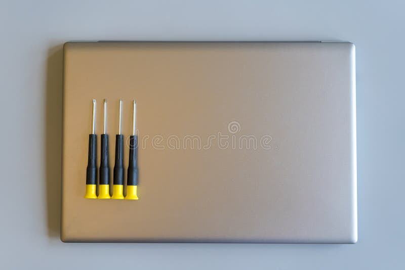 Screwdrivers on a Laptop. Computer Repair Concept Stock Image Image of tool, data 155554799