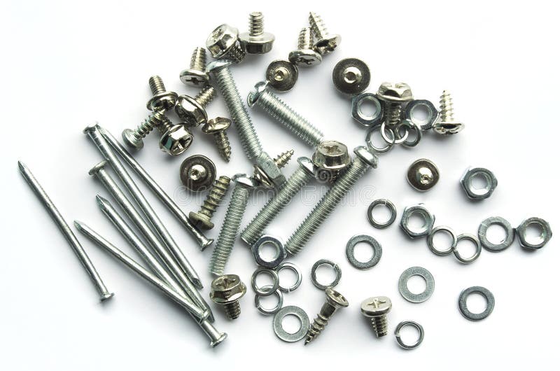 Screws, Bolts, Nails On White Background Stock Image Image 53992693