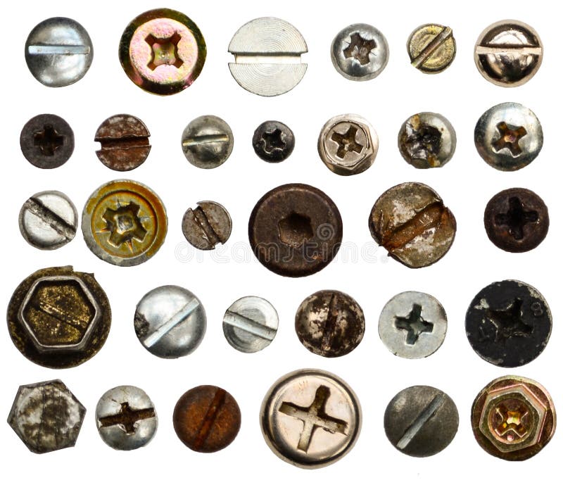 Screws head collection stock photo. Image of macro, isolated 24137236