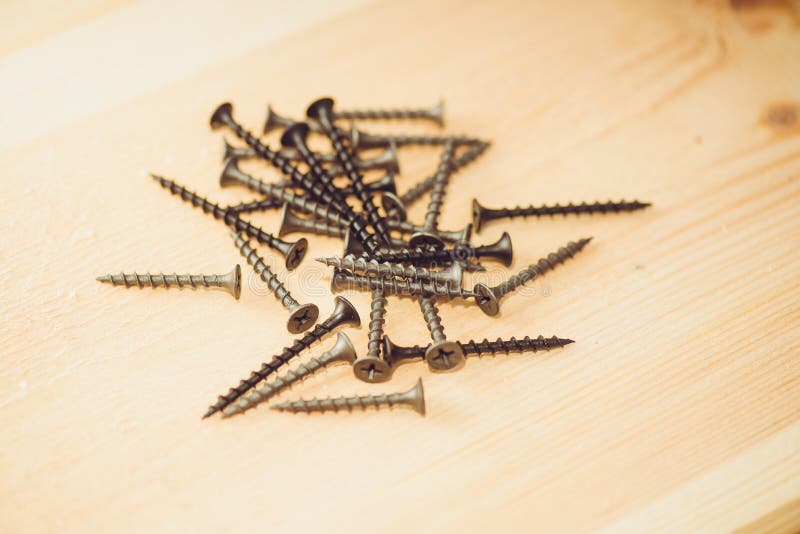 Screws and Nails on the Wood Stock Image Image of screwdriver