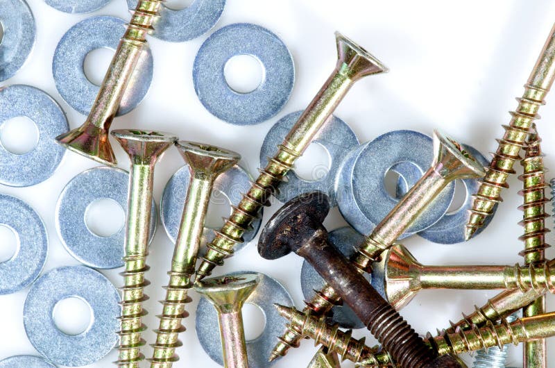 Screws and washers stock photo. Image of improvement 41578454