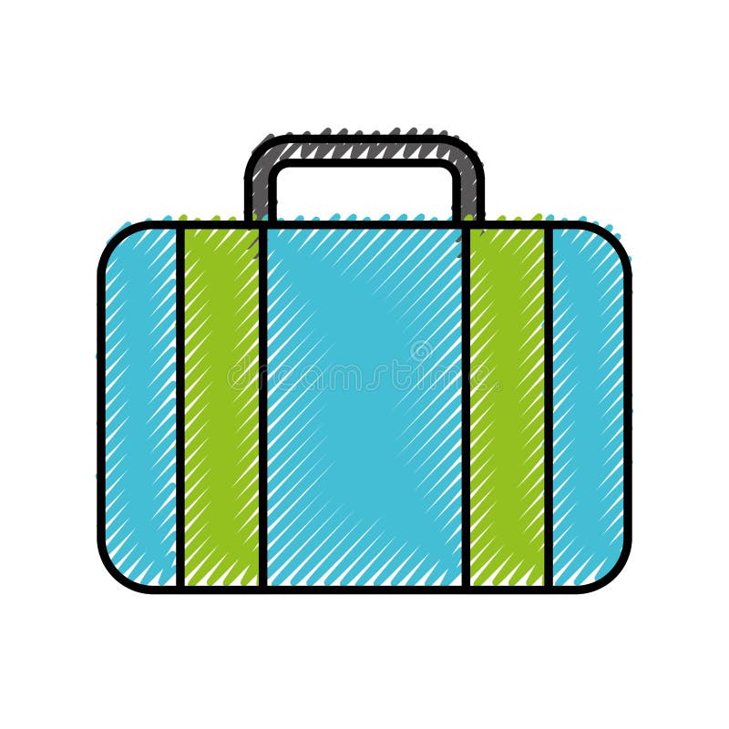 Scribble Blue Suitcase Cartoon Stock Vector Illustration of icon