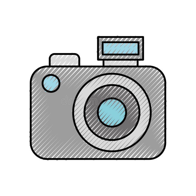 Scribble Cute Grey Camera Cartoon Stock Vector - Illustration of