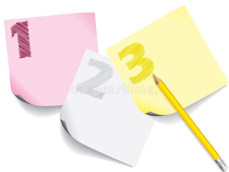 Scribbled numbers on notepapers stock illustration