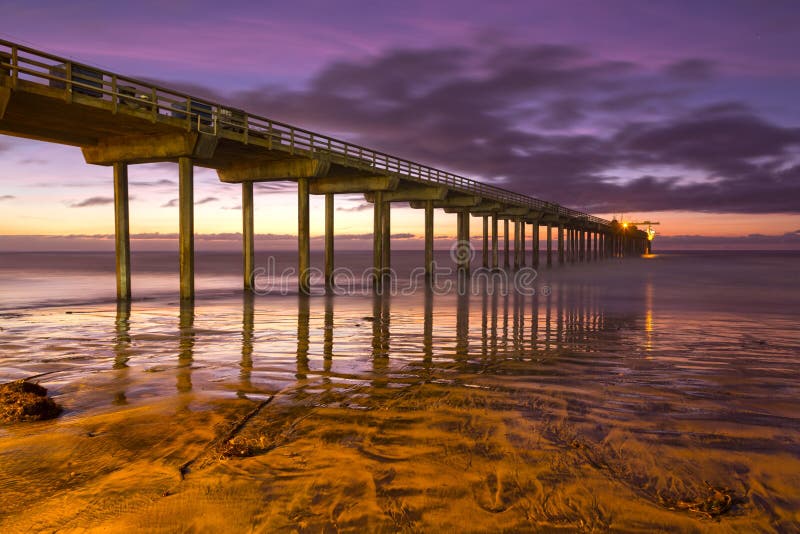 Scripps Pier Sunset Colors La Jolla Shores Beach San Diego California stock photography Scripps Pier Sunset Colors La Jolla Shores Beach San Diego California stock photography