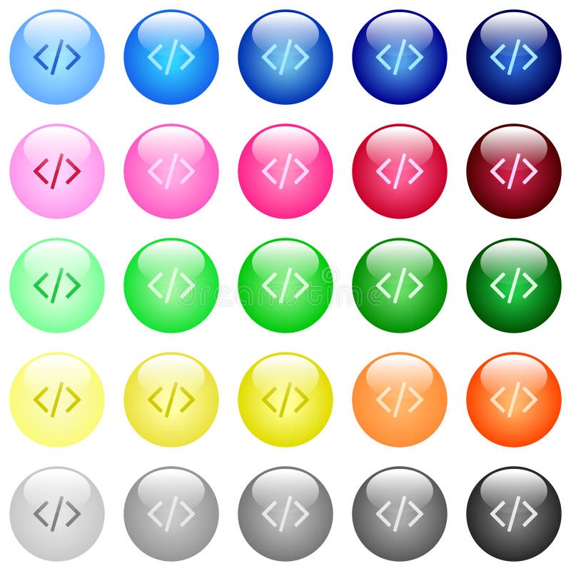 Script Code Icons in Color Glossy Buttons Stock Vector - Illustration ...
