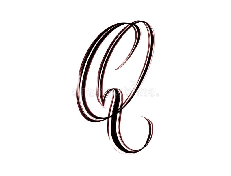Capital Script Letter Q Elegant Hand Lettering. Stock Illustration