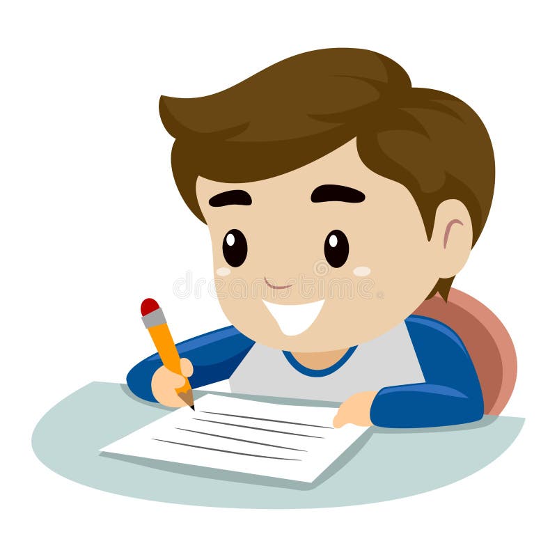 Scrittura di Little Boy su pezzo di carta illustrazione vettoriale Scrittura di Little Boy su pezzo di carta illustrazione vettoriale