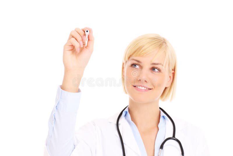 Medico che scrive sulla lavagna fotografia stock libera da diritti