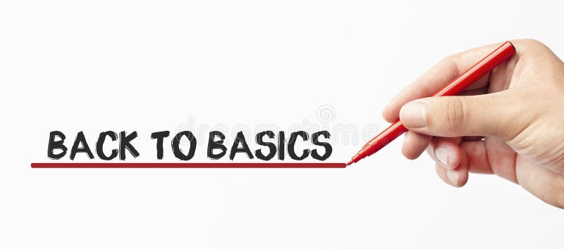 Hand writing BACK TO BASICS with red marker. Isolated on white background. Business, technology, internet concept. Stock Image. Hand writing BACK TO BASICS with red marker. Isolated on white background. Business, technology, internet concept. Stock Image.