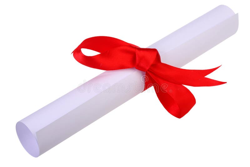 Diploma Paper Scroll With Red Ribbon Isolated On White Background 3d  Rendering Stock Photo - Download Image Now - iStock