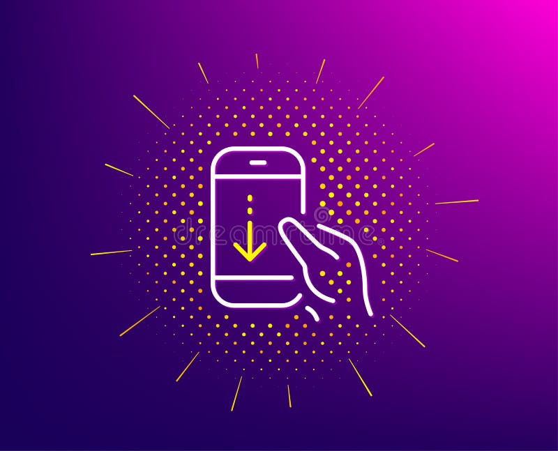 Scroll down phone line icon. Scrolling screen sign. Swipe page. Vector royalty free illustration