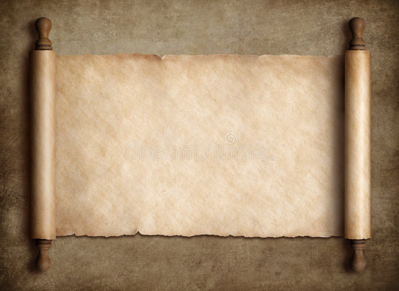 Ancient scroll parchment over old paper background.