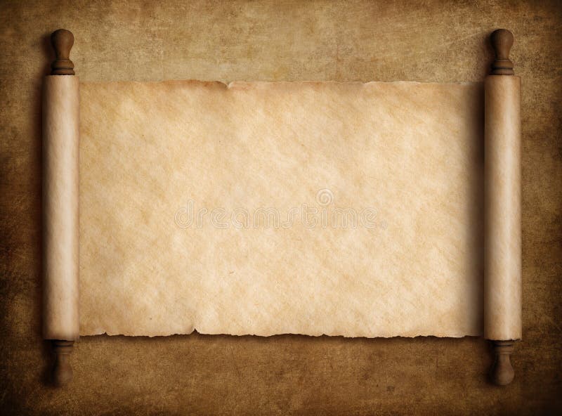 Scroll parchment over old paper background 3d illustration royalty free illustration