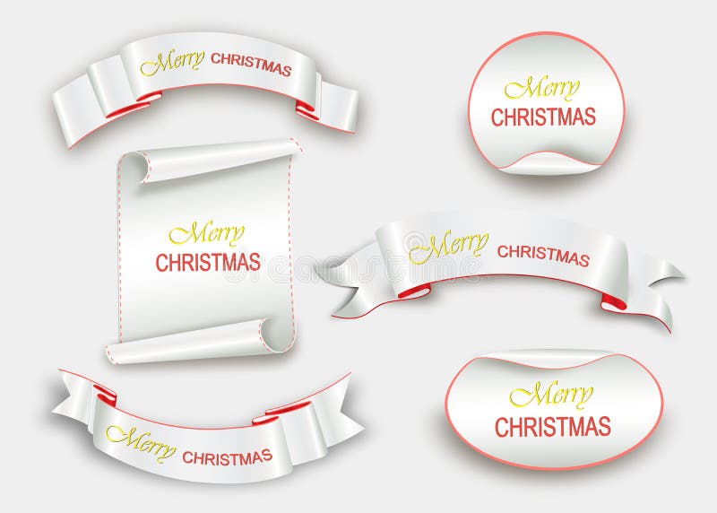 Scroll Red, Merry Christmas, Realistic, Paper Banners. Vector ...