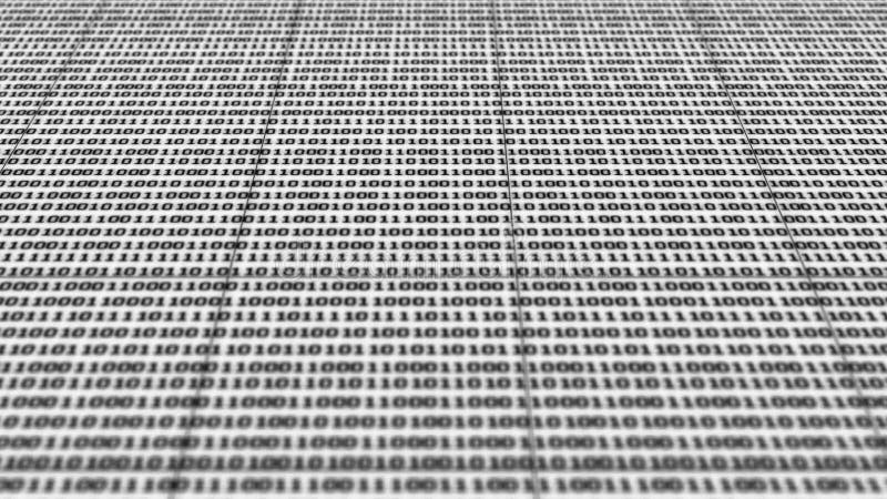 Scrolling black and white binary code royalty free illustration