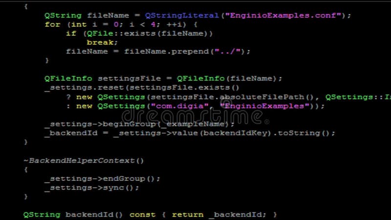 Scrolling C++ Coding on Black Background Stock Footage - Video of ...