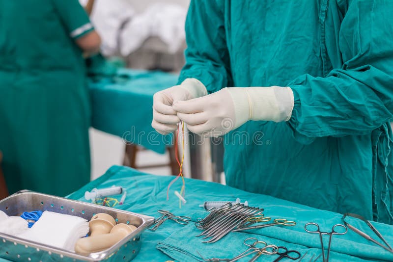 Scrub Nurse Preparing Tools for Operation Stock Photo Image of metal, healthcare 43718778