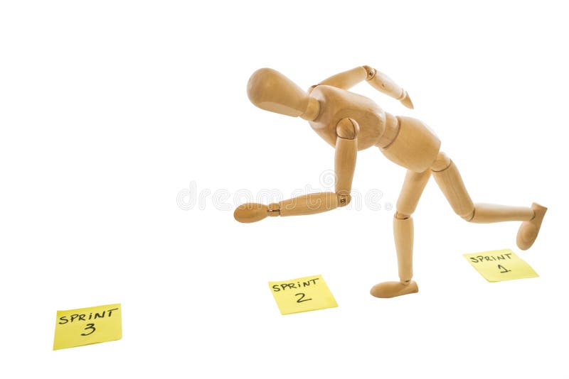 A sprint is a get-together of people involved in a project to further a focused development of the project. Software methodology stock images, royalty-free photos and pictures