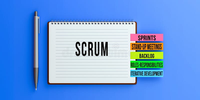 Scrum text message on notebook. royalty free stock photos