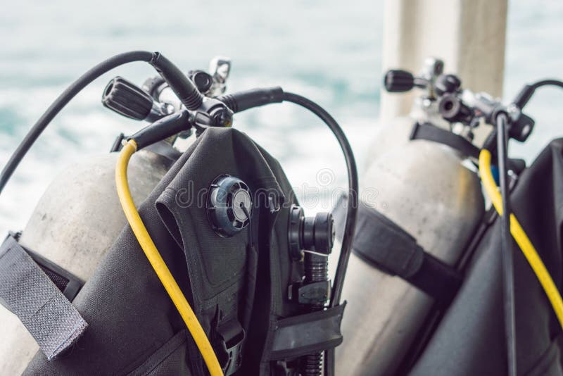 Scuba Compressed Air Tank on Boat. Ready for Diving Stock Image Image