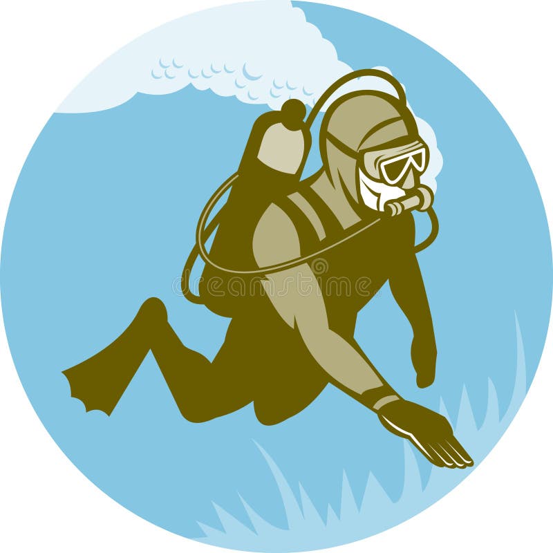 Scuba diver diving stock illustration